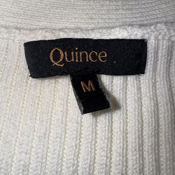 Quince White Organic Cotton Fisherman Side Zip Maternity Nursing Sweater Medium - Picture 5 of 9